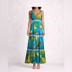 Tracy Reese Hope for Flowers Tiered Floral Organic Cotton Maxi Dress Small